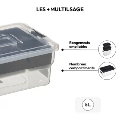 Boîte en plastique compartimentée 5L