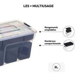 Boîte en plastique compartimentée 8L