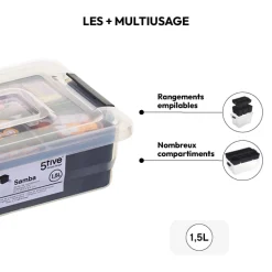 Boîte en plastique compartimentée 1,5L