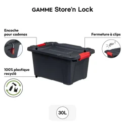 Boîte en plastique 30L, Noir