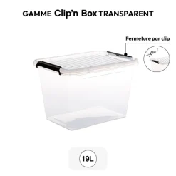 Boîte en plastique transparente 19L
