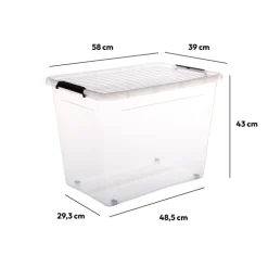 Boîte en plastique transparente 80L