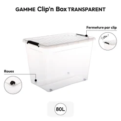 Boîte en plastique transparente 80L