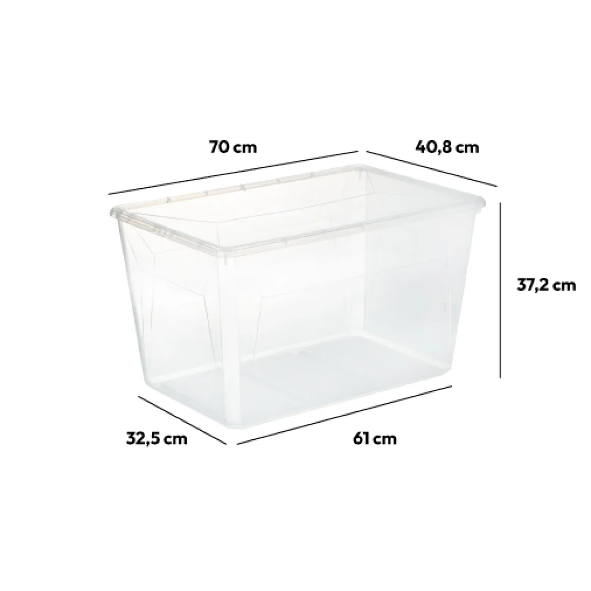 Boîte en plastique transparente 80L