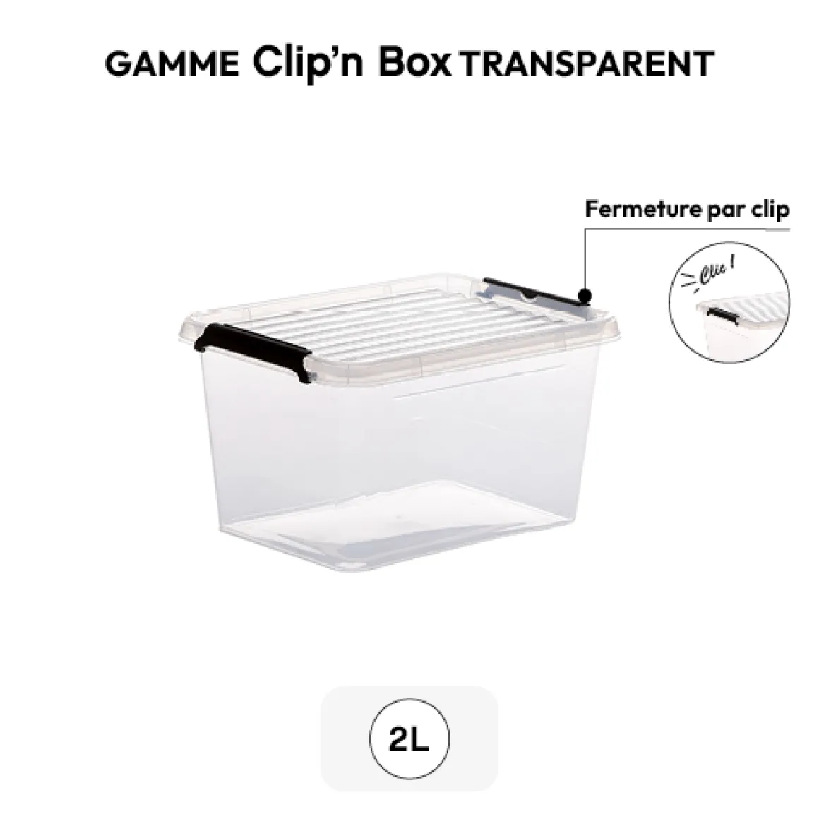 Boîte en plastique transparente 2L