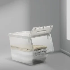 Boîte en plastique transparente à ouverture frontale 24L