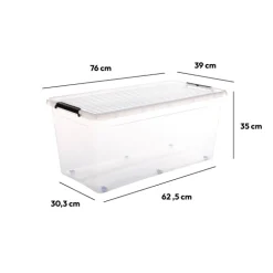 Boîte en plastique transparente 75L