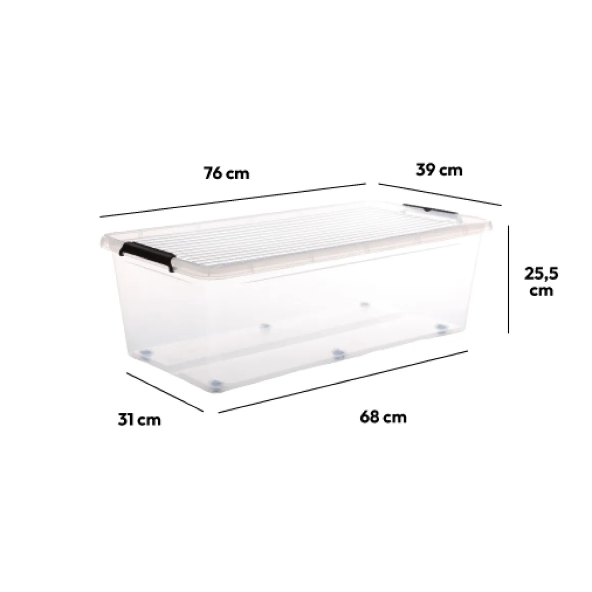 Boîte en plastique transparente 55L