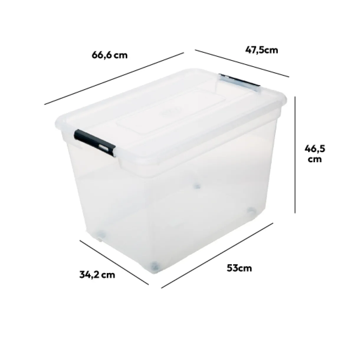 Boîte en plastique transparente 100L