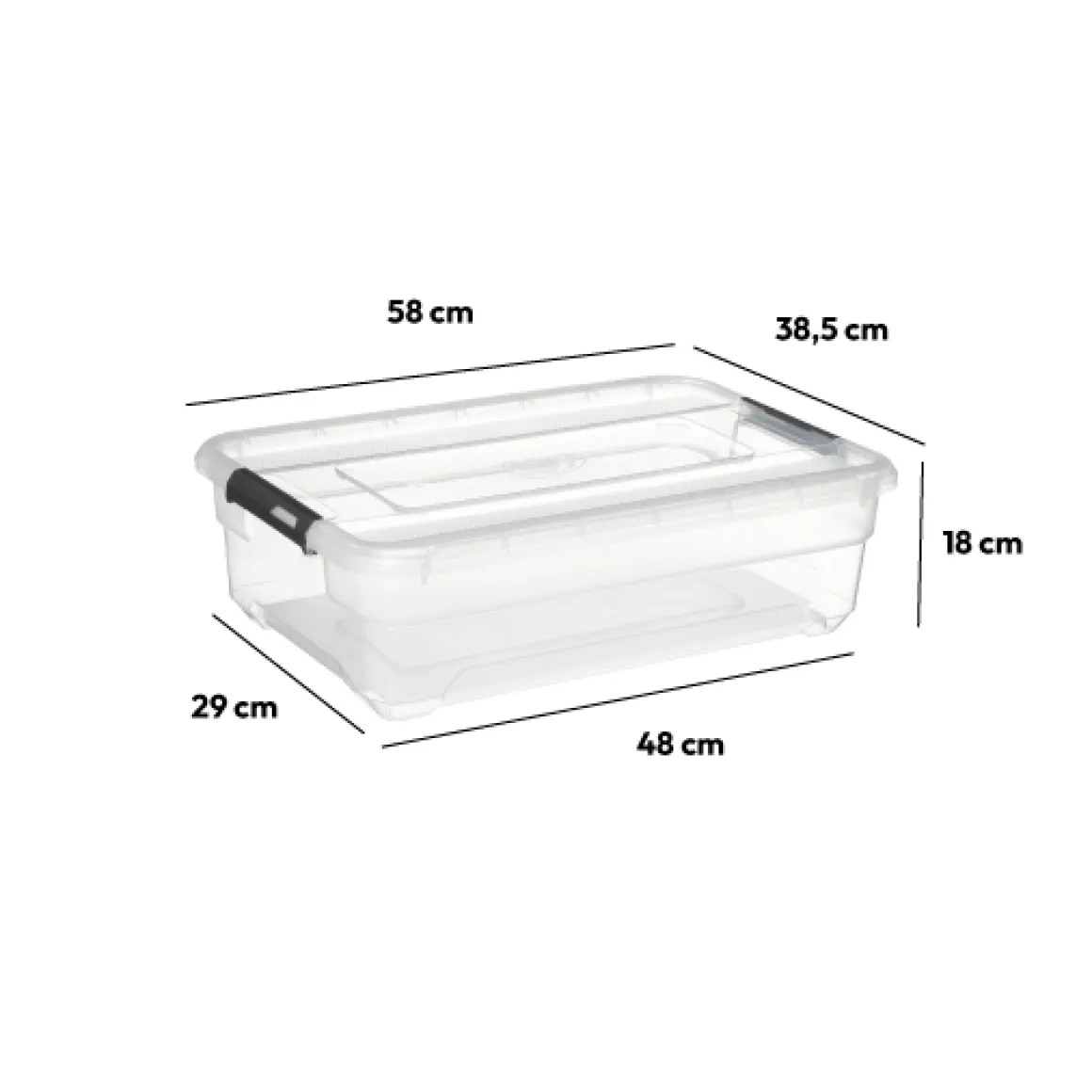 Boîte en plastique transparente 26,5L