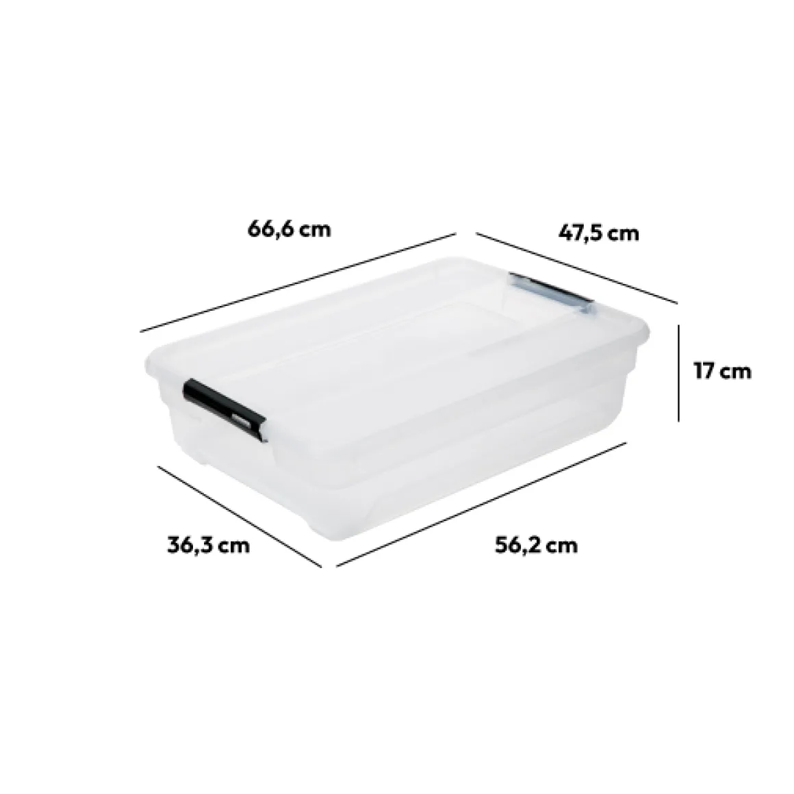 Boîte en plastique transparente 38L