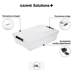 Boîte en plastique transparente 38L