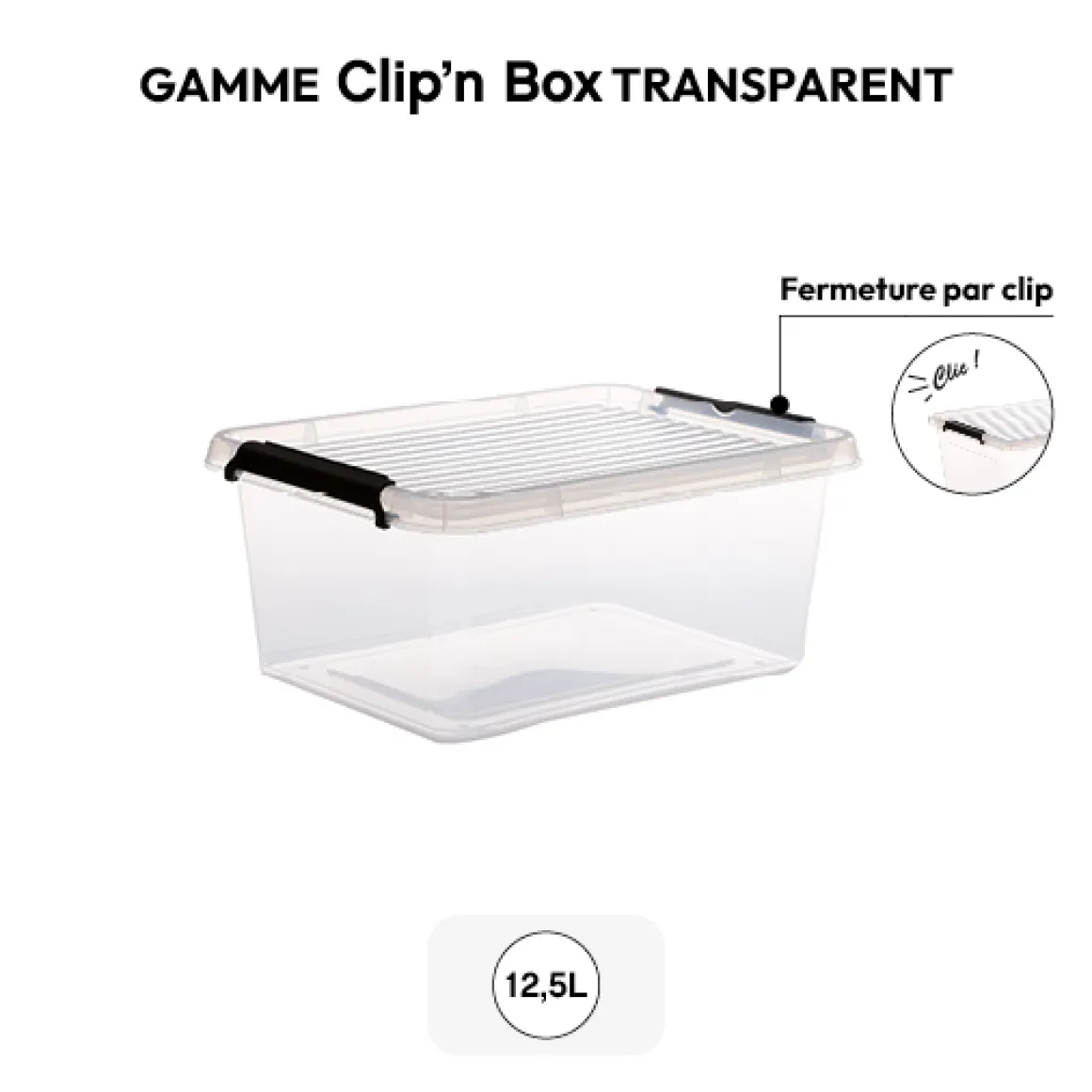 Boîte en plastique transparente 12,5L