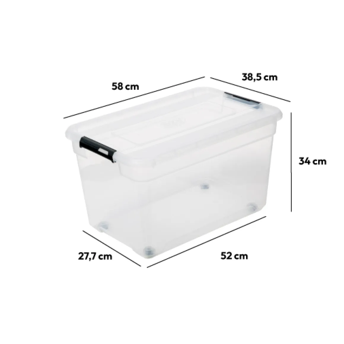 Boîte en plastique transparente 52L