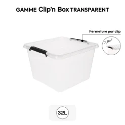 Boîte en plastique transparente 32L