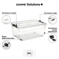 Boîte en plastique transparente 40L