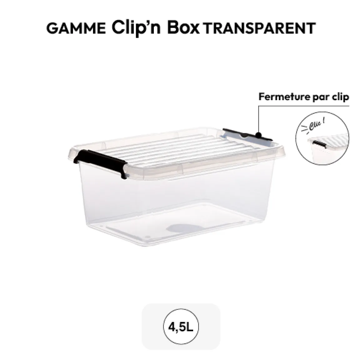 Boîte en plastique transparente 4,5L