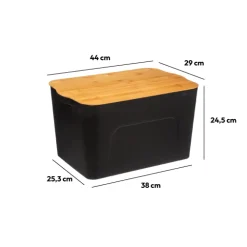 Boîte plastique couvercle bambou 24L