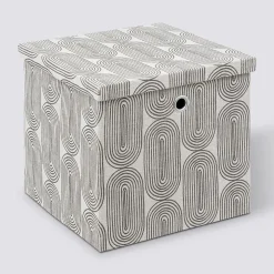 Boîte tissu 31x31cm, Gris avec motifs