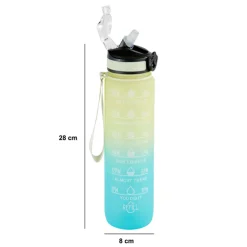 Bouteille avec paille en silicone intégrée - 1L