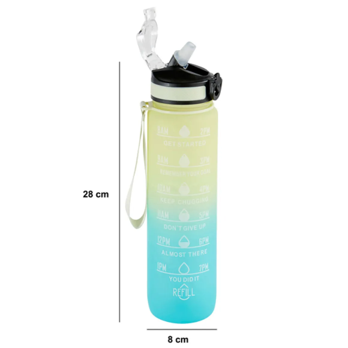 Bouteille avec paille en silicone intégrée - 1L