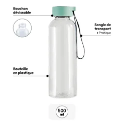 Bouteille, inox et plastique - 0,5L