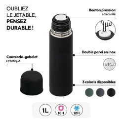 Bouteille isotherme couvercle tasse, 0,5L