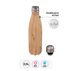Bouteille isotherme Effet bambou 0,5L