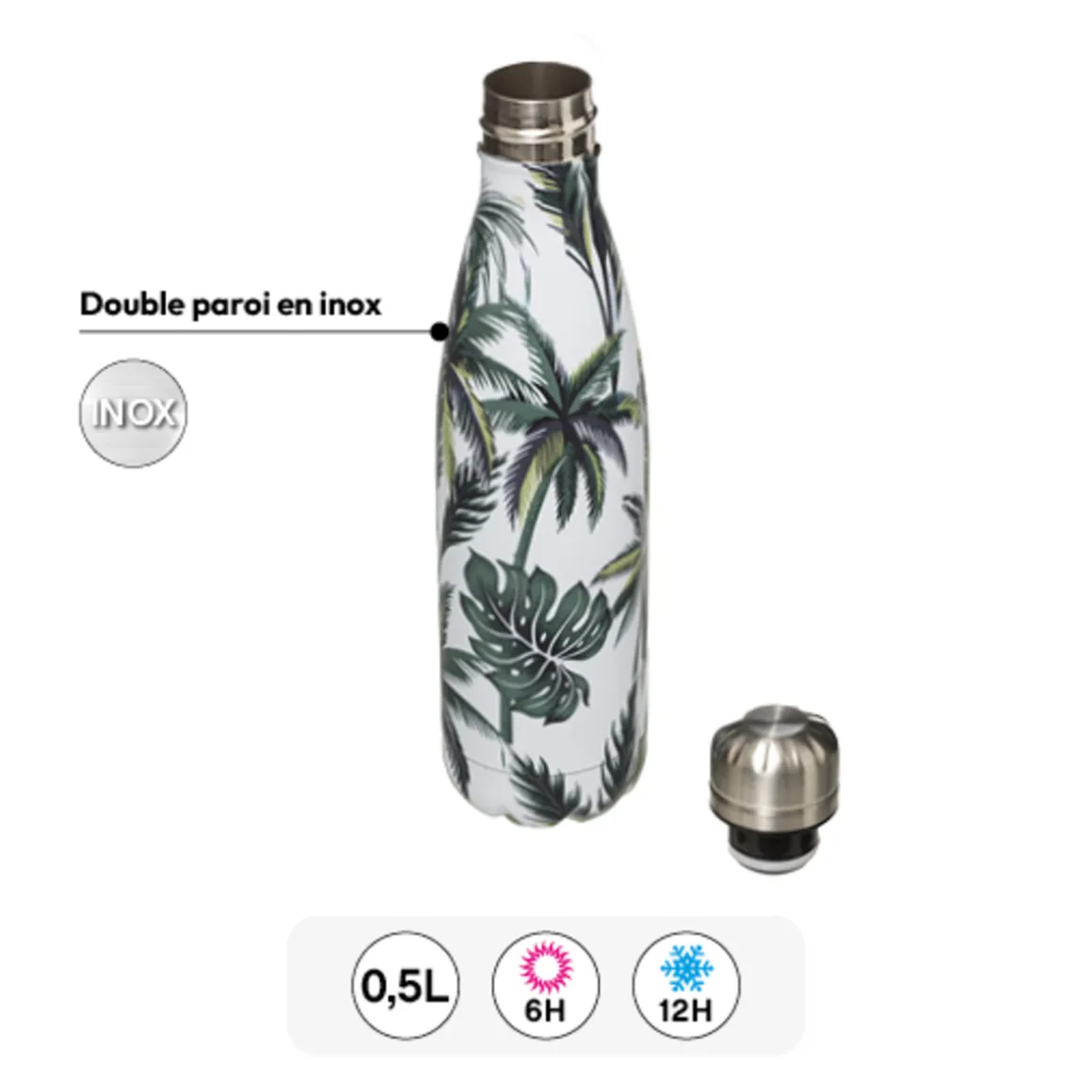 Bouteille isotherme 0,5L tropical