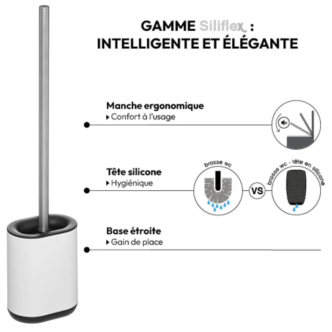 Brosse WC métal, Blanc