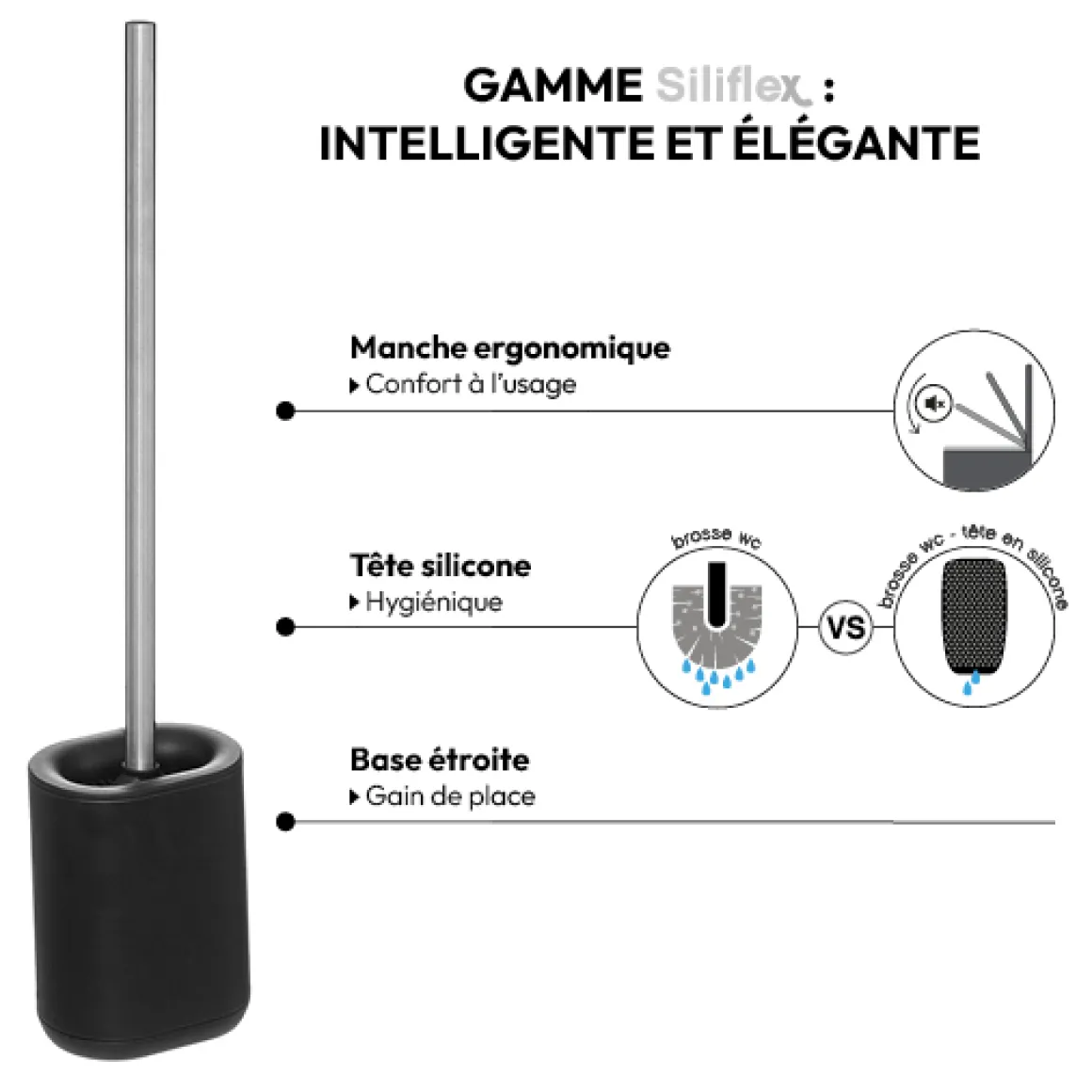 Brosse WC métal, Noir