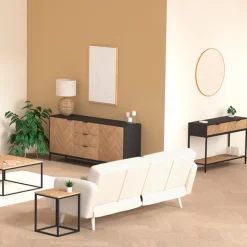Buffet 2 portes 3 tiroirs, Effet pin naturel