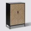 Cabinet 2 portes, Effet pin naturel et noir