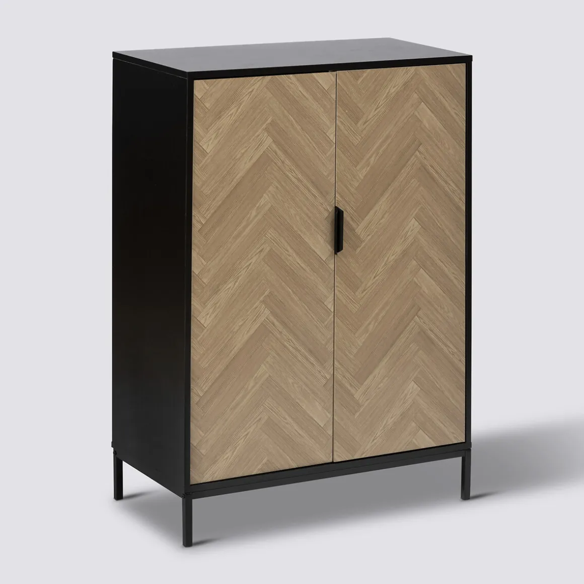 Cabinet 2 portes, Effet pin naturel et noir