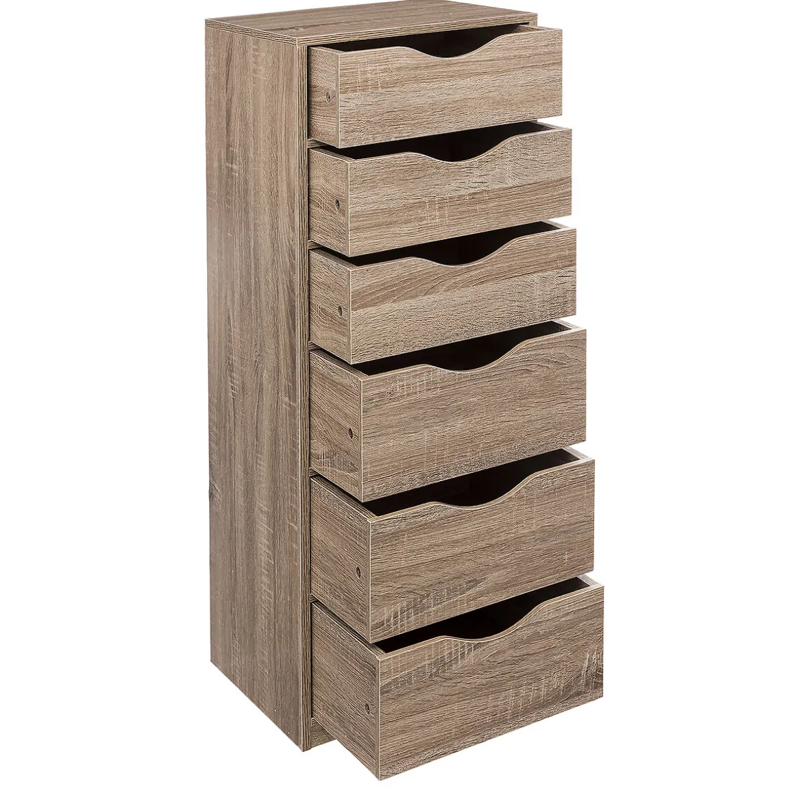 Caisson 6 tiroirs, Effet bois naturel