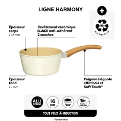 Casserole aluminium forgé beige, 16cm
