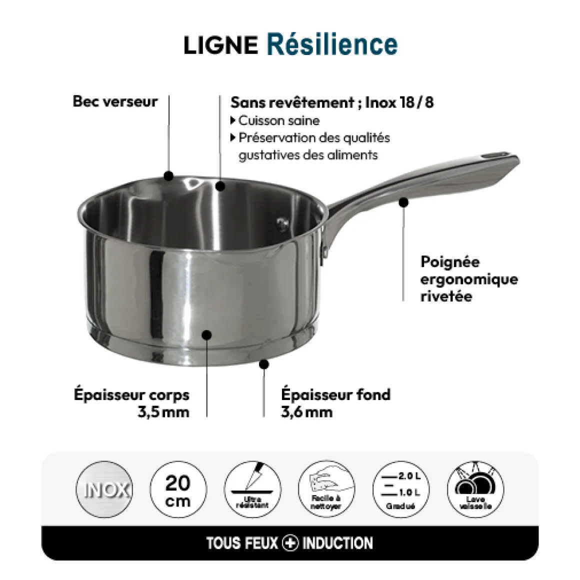 Casserole Inox, 20 cm