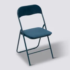 Chaise pliante en velours, Bleu