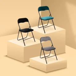 Chaise pliante en velours, Noir