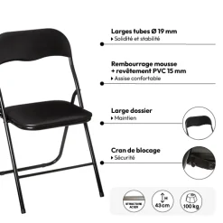 Chaise pliante, Noir