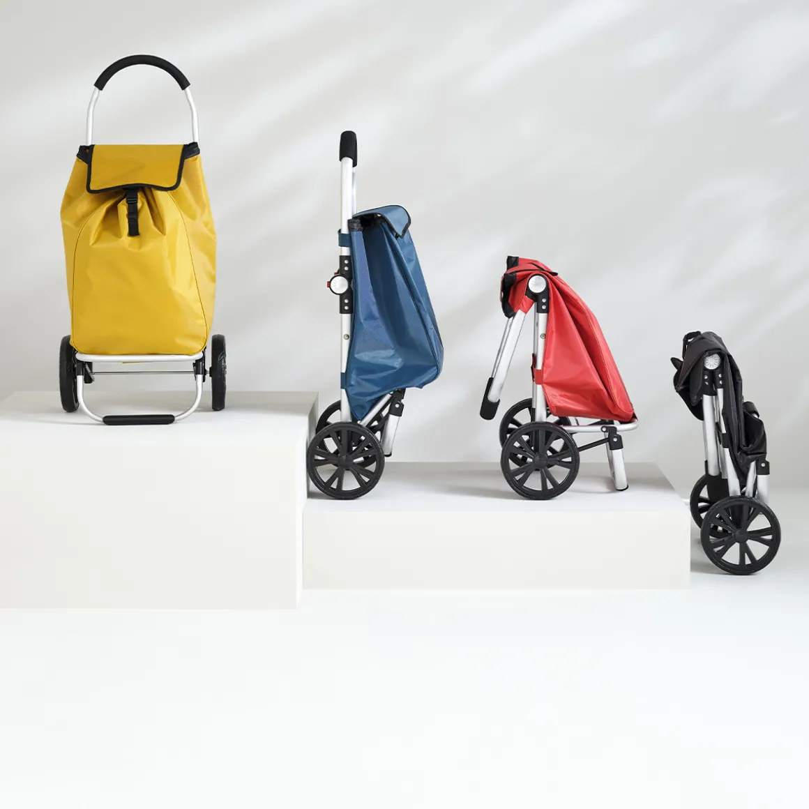 Chariot de course pliable 2 roues, Jaune moutarde