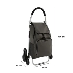 Chariot de course pliable 6 roues 36L, Vert kaki