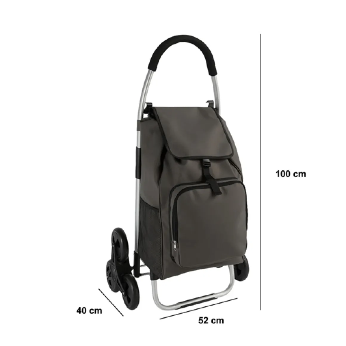 Chariot de course pliable 6 roues 36L, Vert kaki