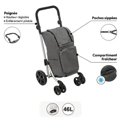 Chariot pliant 4 roues, Gris
