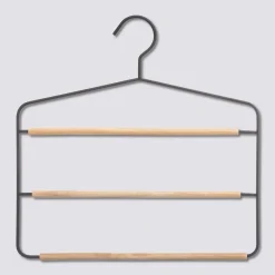 Cintre 3 pantalons en métal/bois