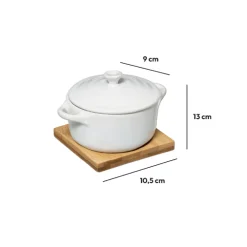 Cocotte céramique 10 cm, Bambou et Blanc