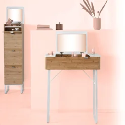 Coiffeuse avec miroir, bambou