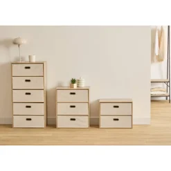 Commode 5 tiroirs, Beige