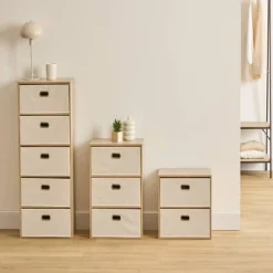 Commode 5 tiroirs, Beige