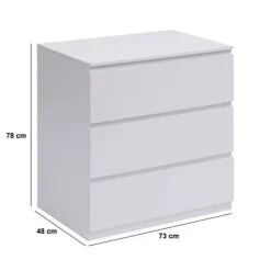 Commode 3 tiroirs, Blanc